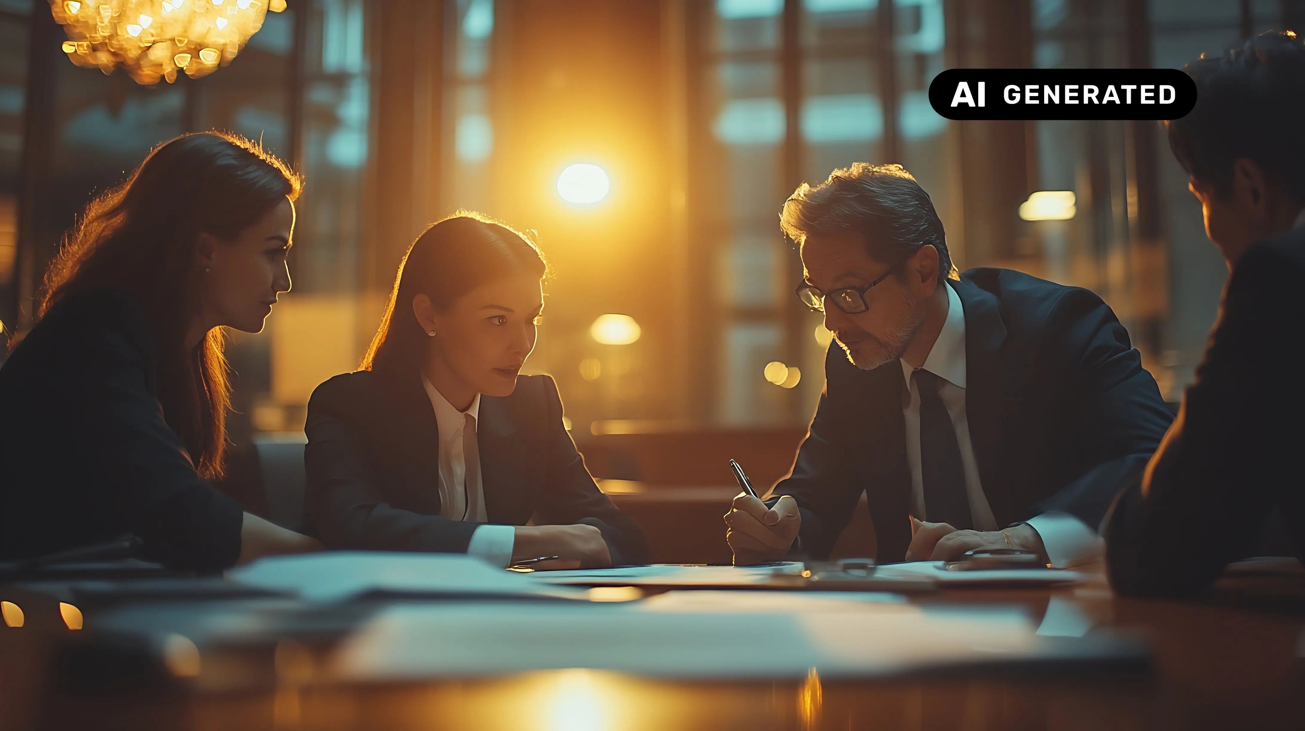 (Generado por IA) Reunión brainstorming abogados innovación jurídica rigor excelencia